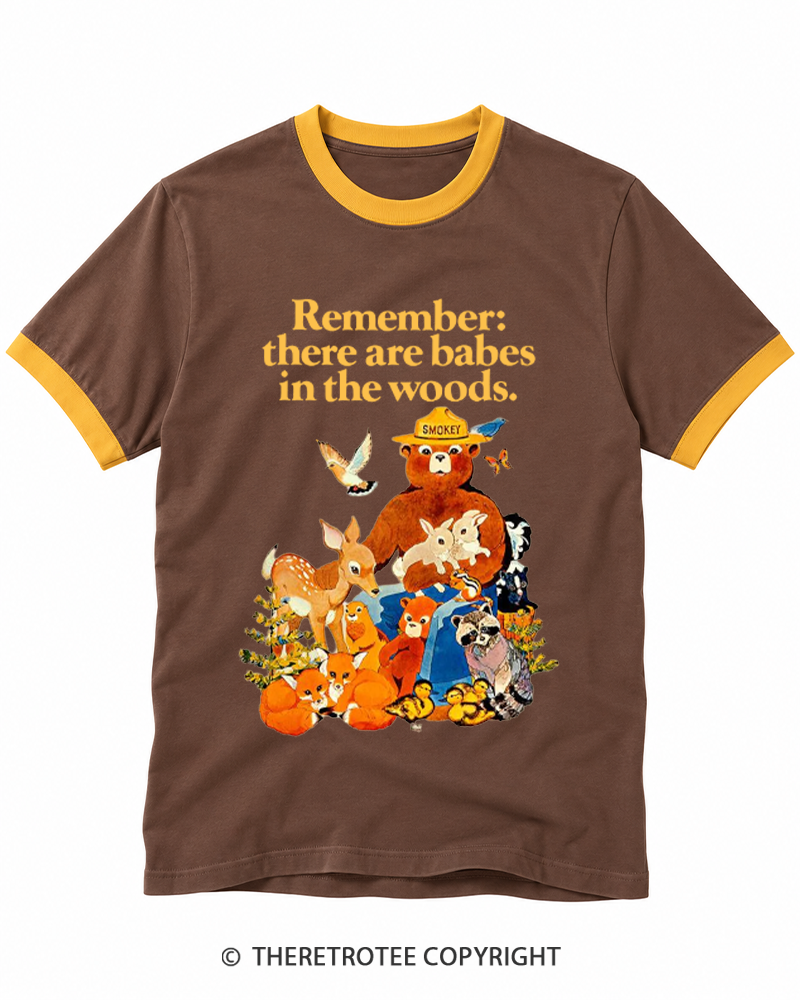 TheRetroTee 1970s Babes In The Woods Ringer T-shirt