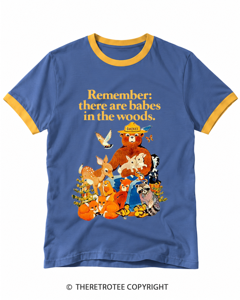 TheRetroTee 1970s Babes In The Woods Ringer T-shirt