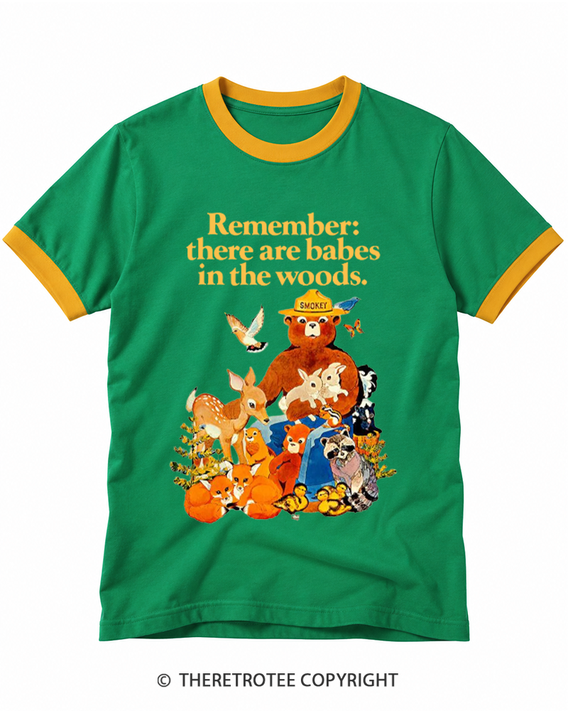 TheRetroTee 1970s Babes In The Woods Ringer T-shirt