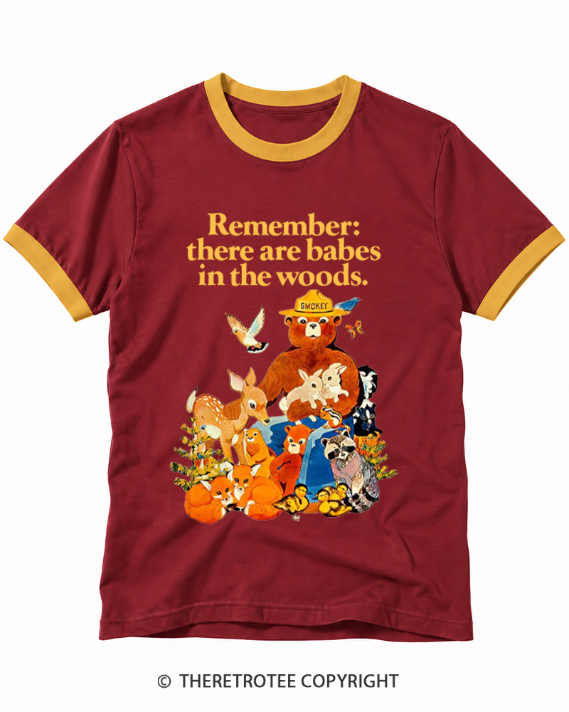 TheRetroTee 1970s Babes In The Woods Ringer T-shirt