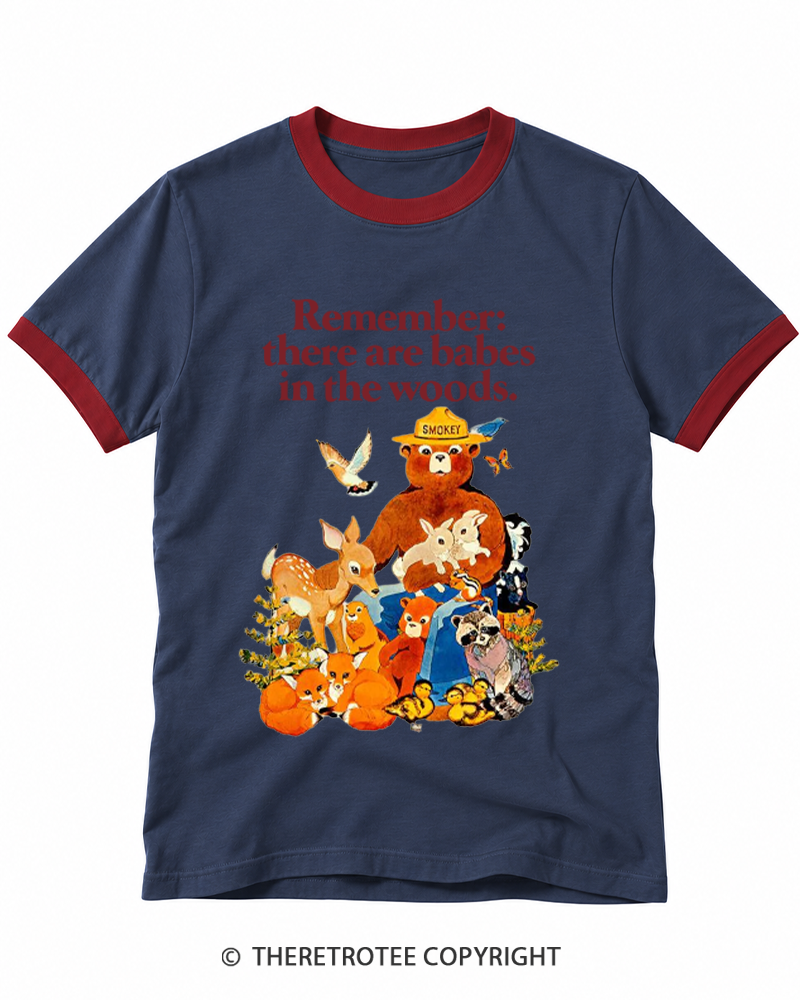 TheRetroTee 1970s Babes In The Woods Ringer T-shirt