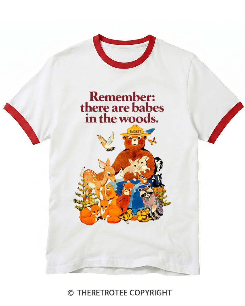TheRetroTee 1970s Babes In The Woods Ringer T-shirt