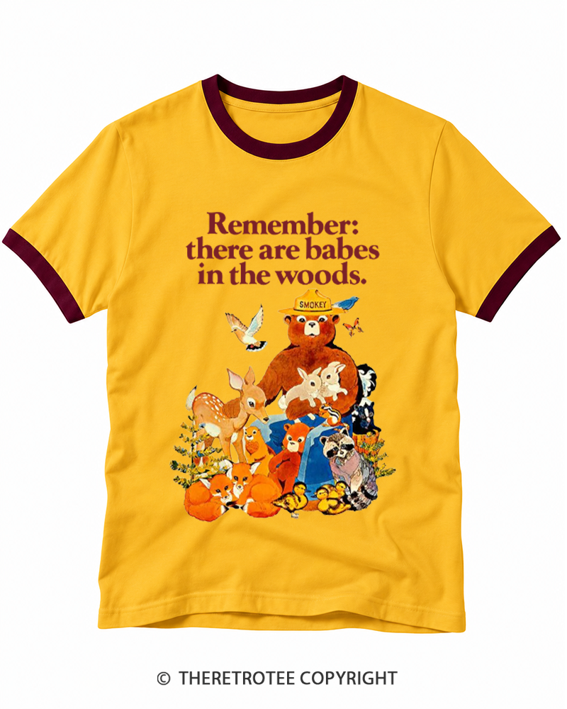 TheRetroTee 1970s Babes In The Woods Ringer T-shirt