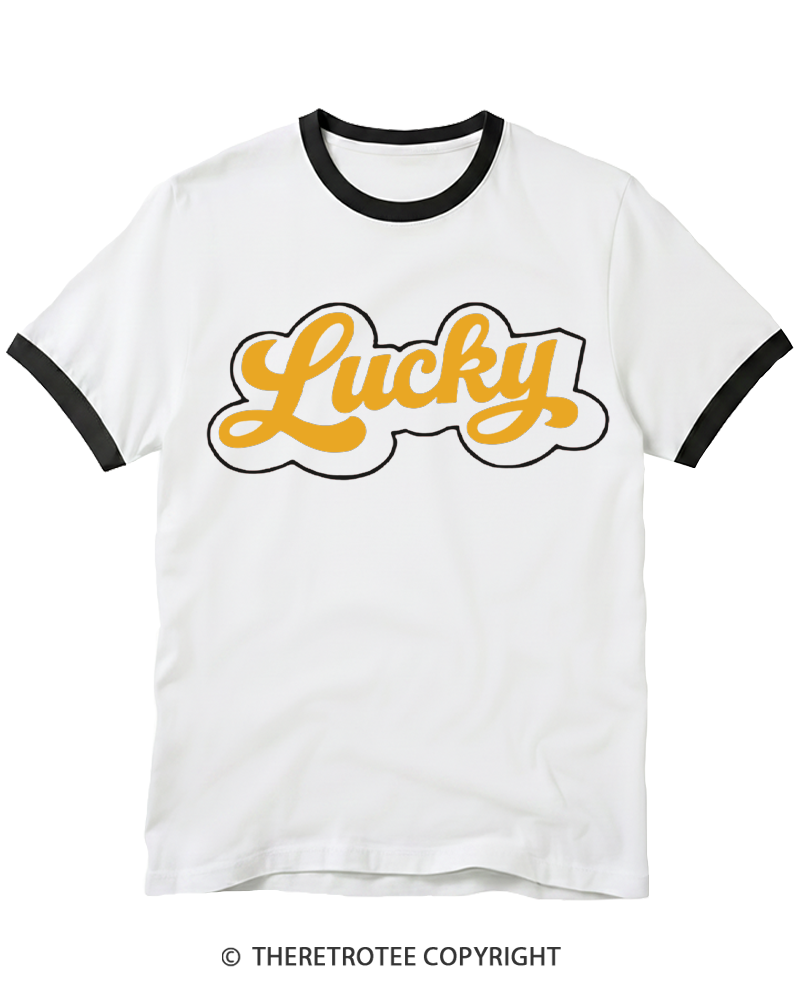 TheRetroTee 1970s Lucky Retro Ringer T-shirt