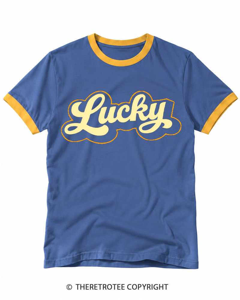 TheRetroTee 1970s Lucky Retro Ringer T-shirt