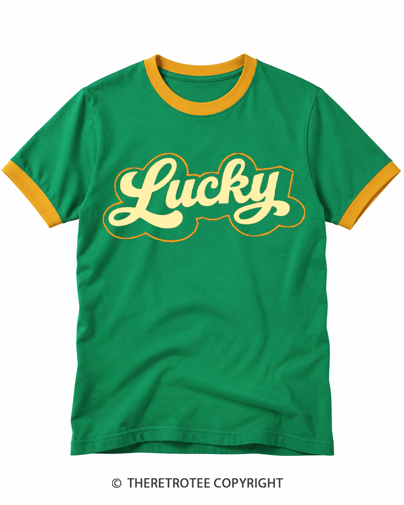 TheRetroTee 1970s Lucky Retro Ringer T-shirt