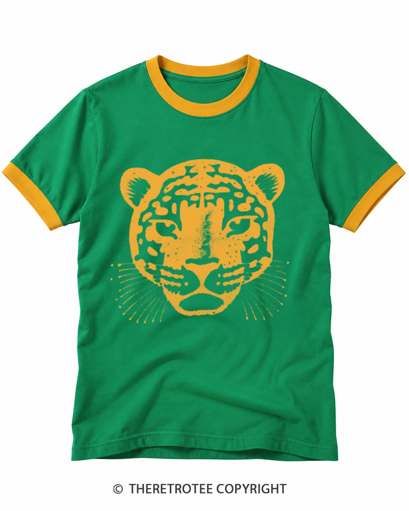 TheRetroTee 1980s Vintage Tiger Graphic Ringer T-shirt