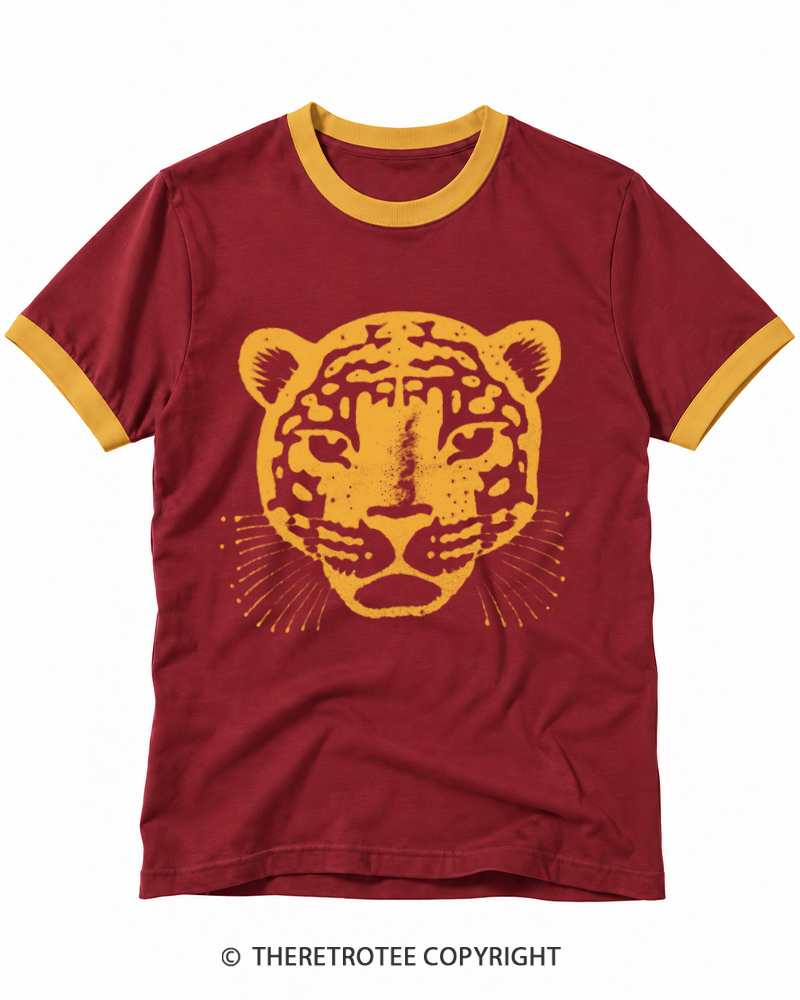 TheRetroTee 1980s Vintage Tiger Graphic Ringer T-shirt