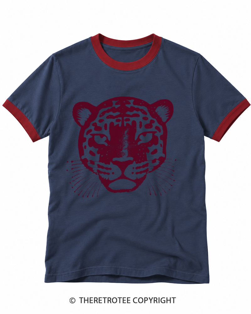 TheRetroTee 1980s Vintage Tiger Graphic Ringer T-shirt