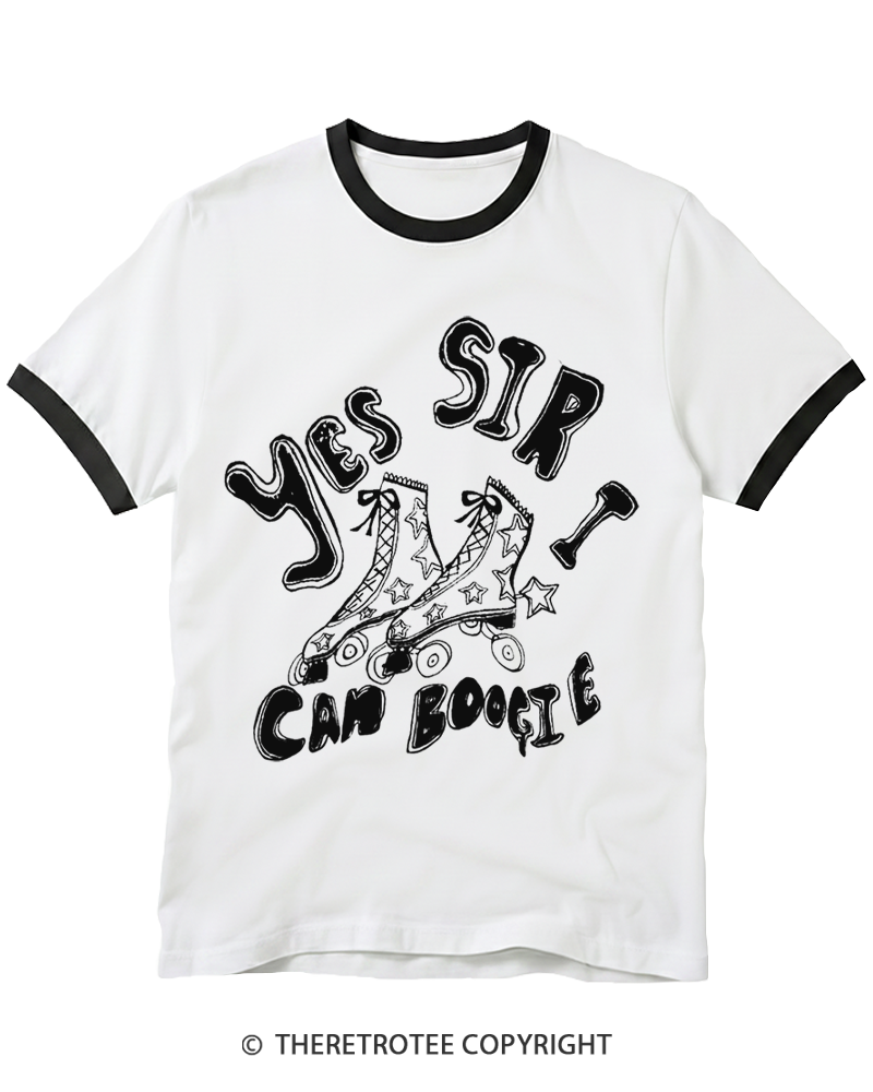 TheRetroTee 1970s Yes Sir I Can Boogie Ringer T-shirt