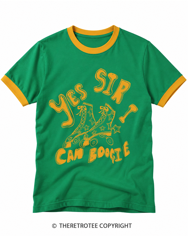 TheRetroTee 1970s Yes Sir I Can Boogie Ringer T-shirt