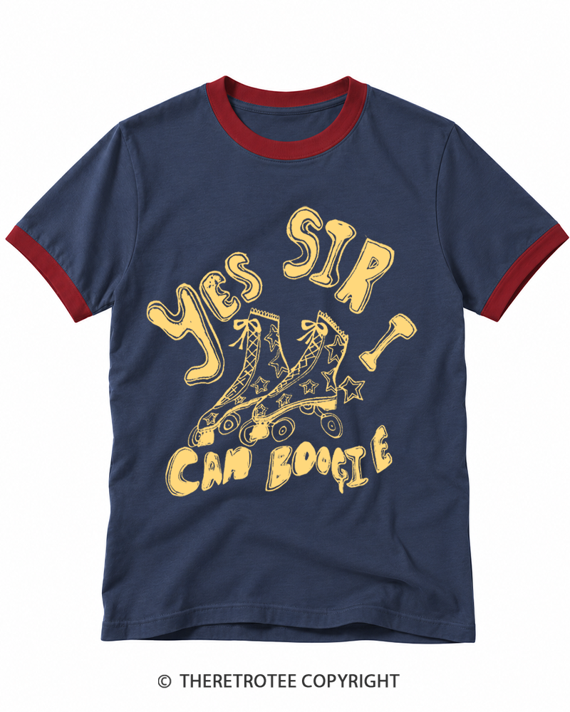 TheRetroTee 1970s Yes Sir I Can Boogie Ringer T-shirt