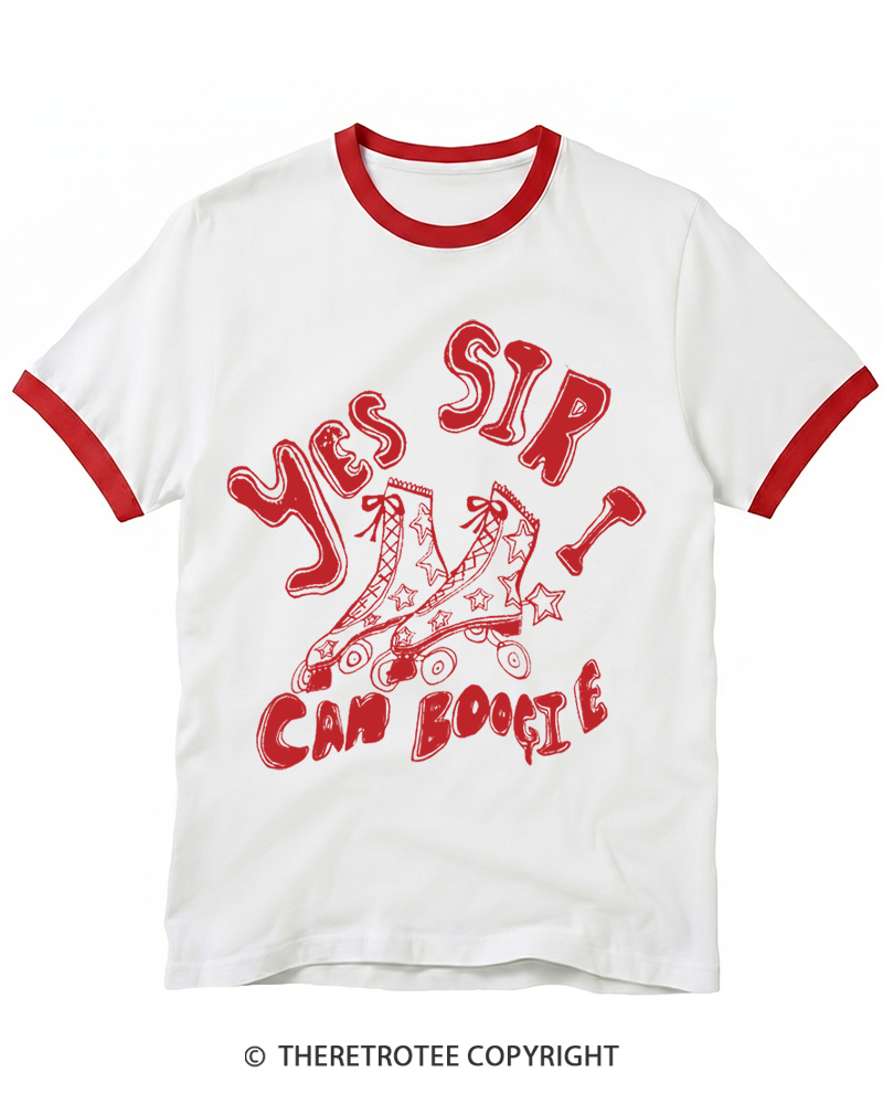 TheRetroTee 1970s Yes Sir I Can Boogie Ringer T-shirt