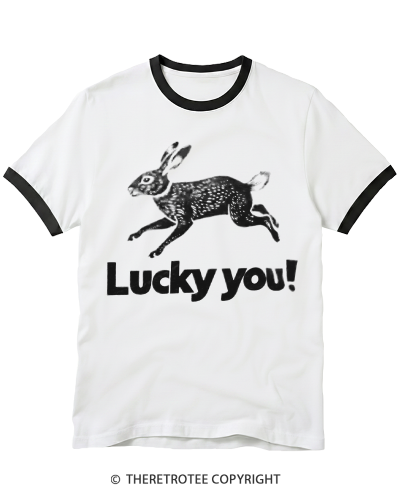 TheRetroTee 1970s Lucky You Rabbit Ringer T-shirt