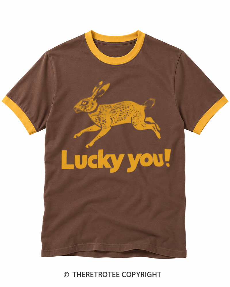 TheRetroTee 1970s Lucky You Rabbit Ringer T-shirt