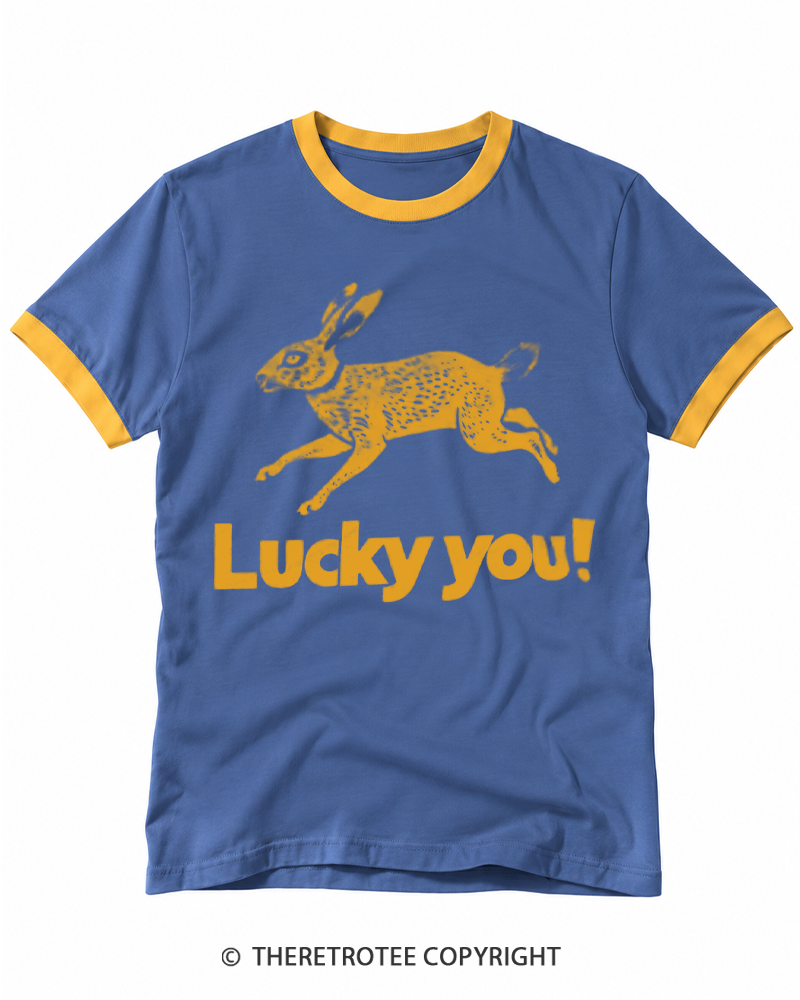 TheRetroTee 1970s Lucky You Rabbit Ringer T-shirt