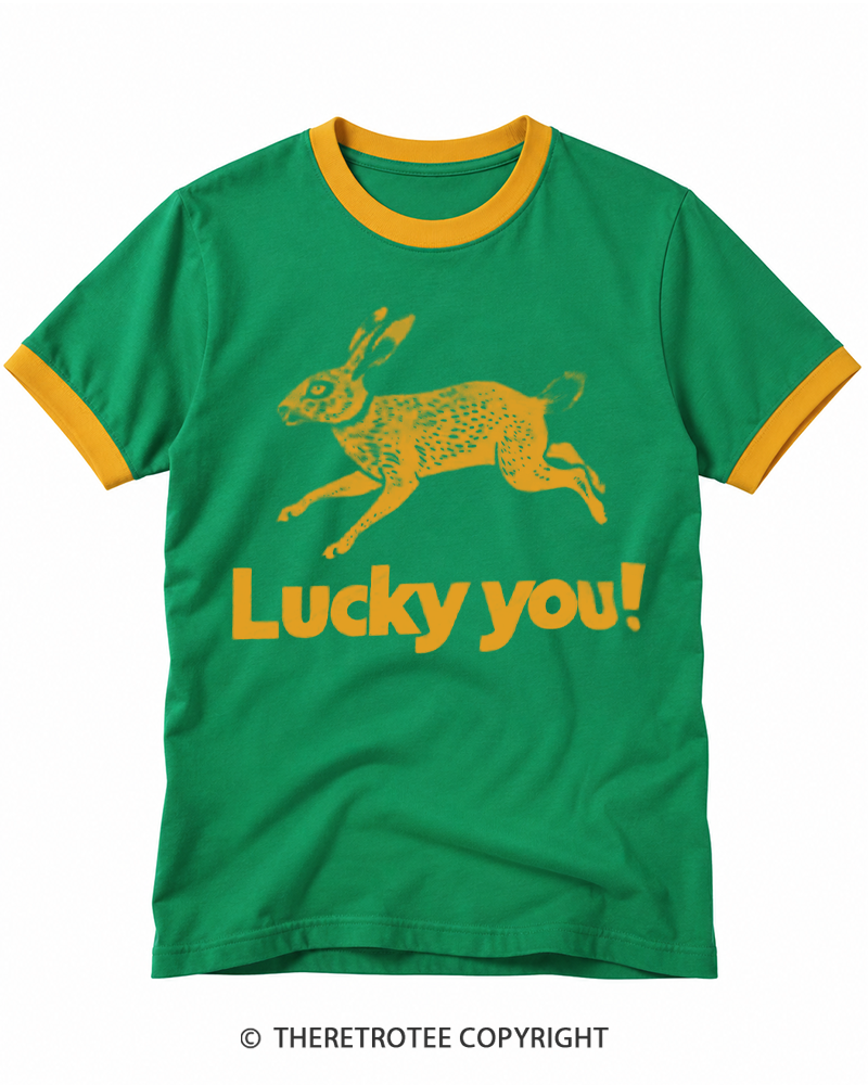 TheRetroTee 1970s Lucky You Rabbit Ringer T-shirt