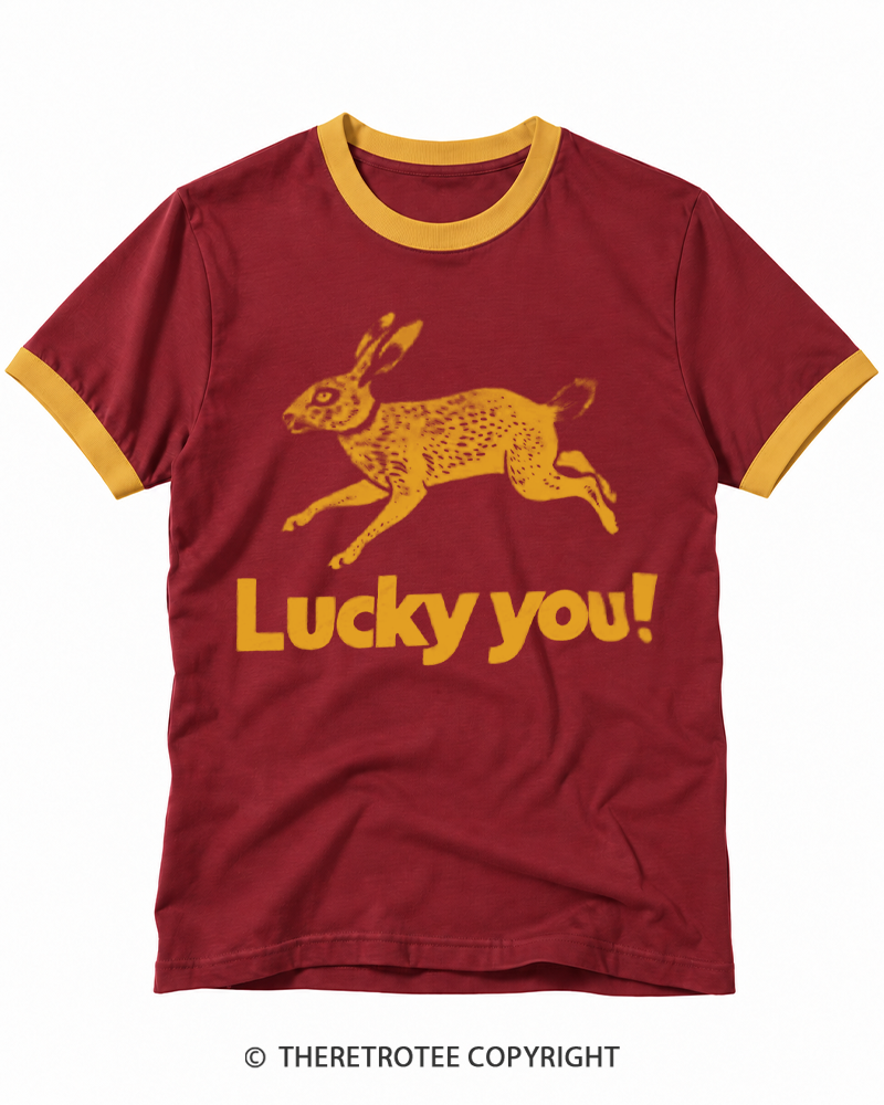 TheRetroTee 1970s Lucky You Rabbit Ringer T-shirt