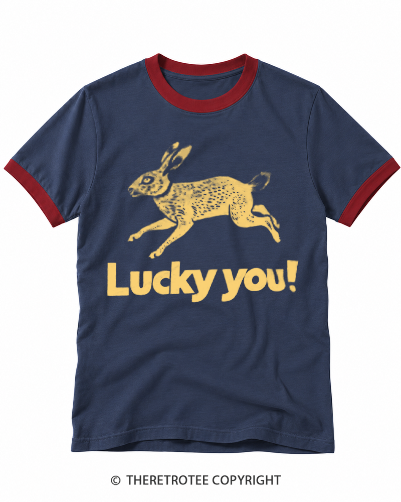 TheRetroTee 1970s Lucky You Rabbit Ringer T-shirt