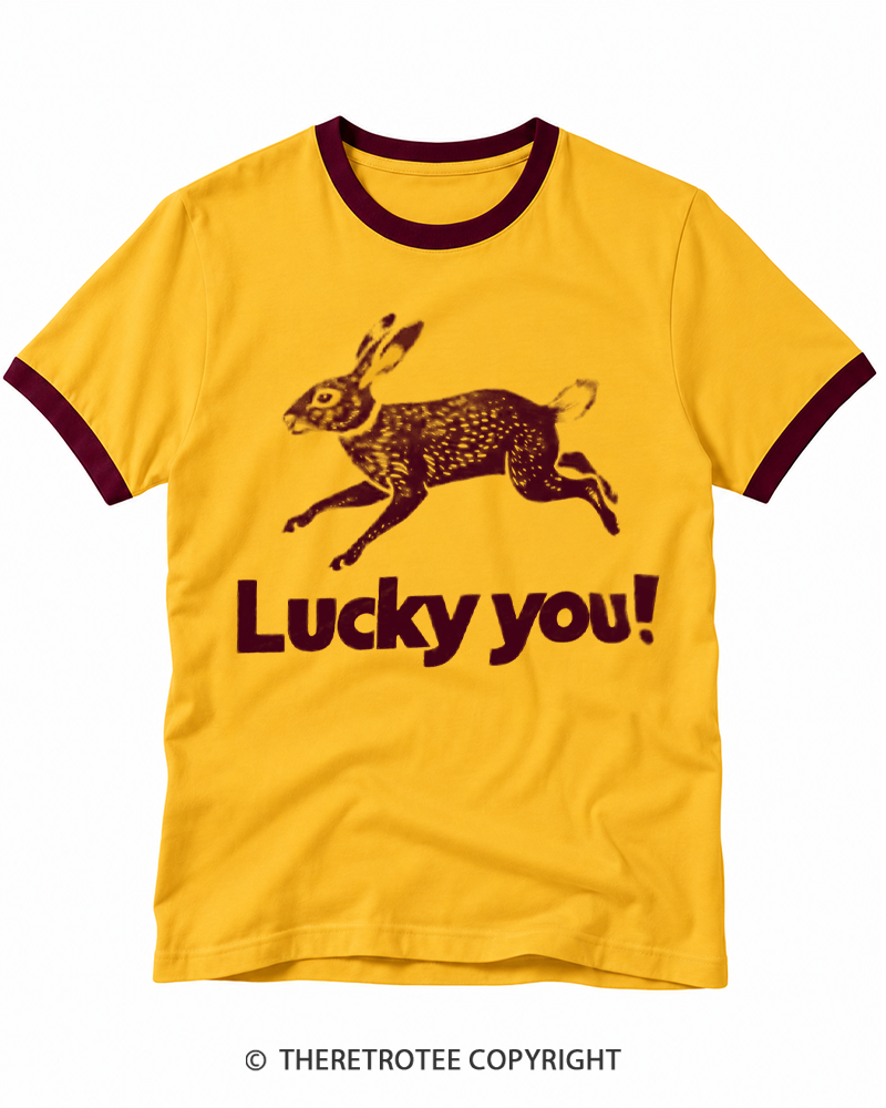 TheRetroTee 1970s Lucky You Rabbit Ringer T-shirt