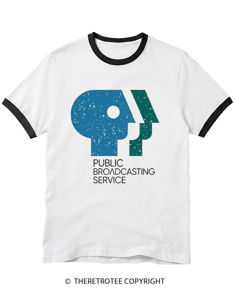 TheRetroTee 1980s Public Broadcasting Service Ringer T-shirt