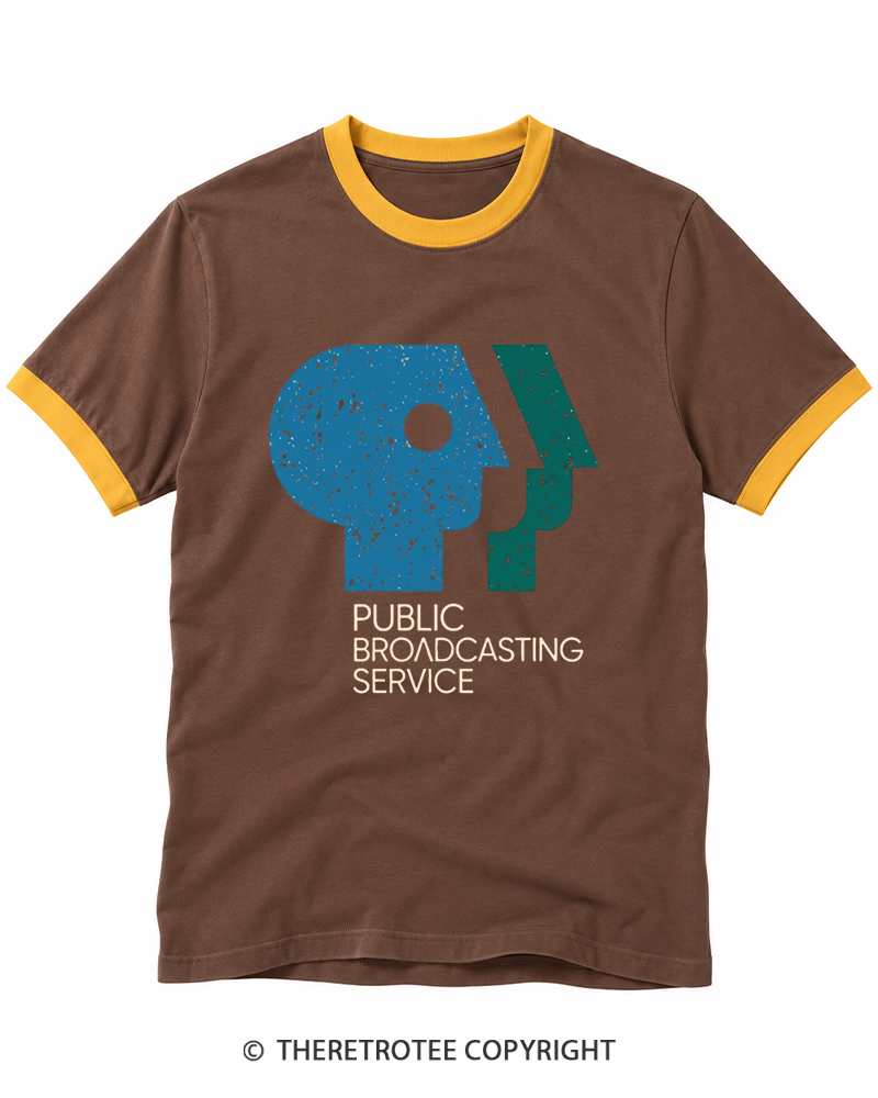 TheRetroTee 1980s Public Broadcasting Service Ringer T-shirt