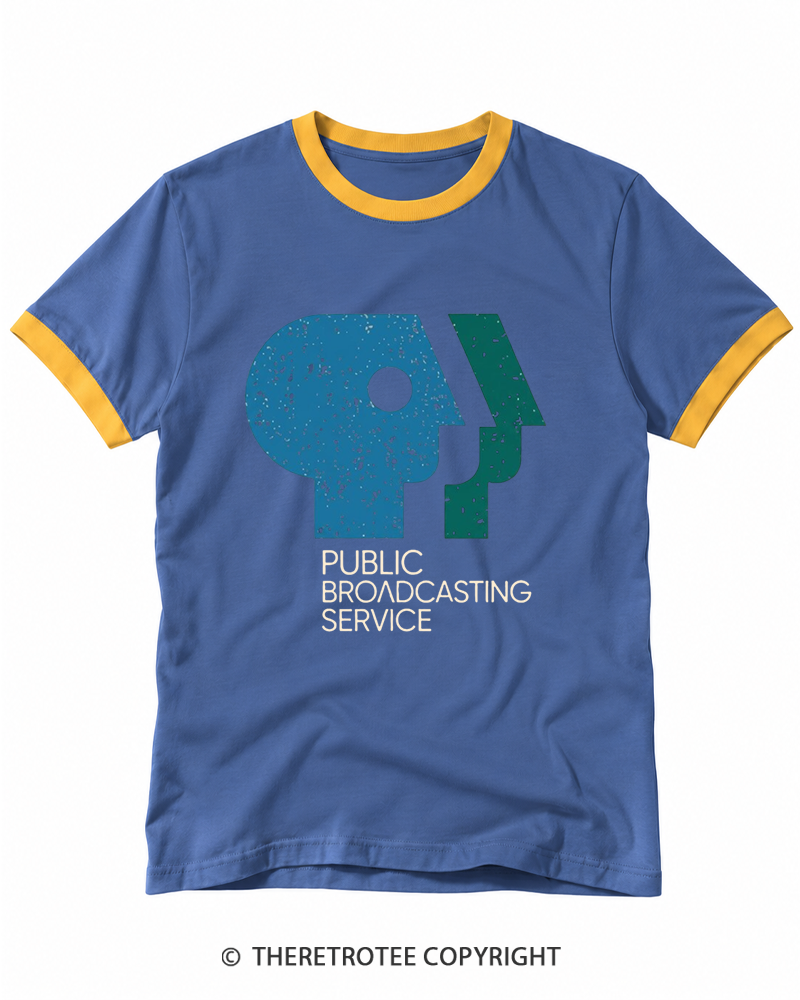 TheRetroTee 1980s Public Broadcasting Service Ringer T-shirt