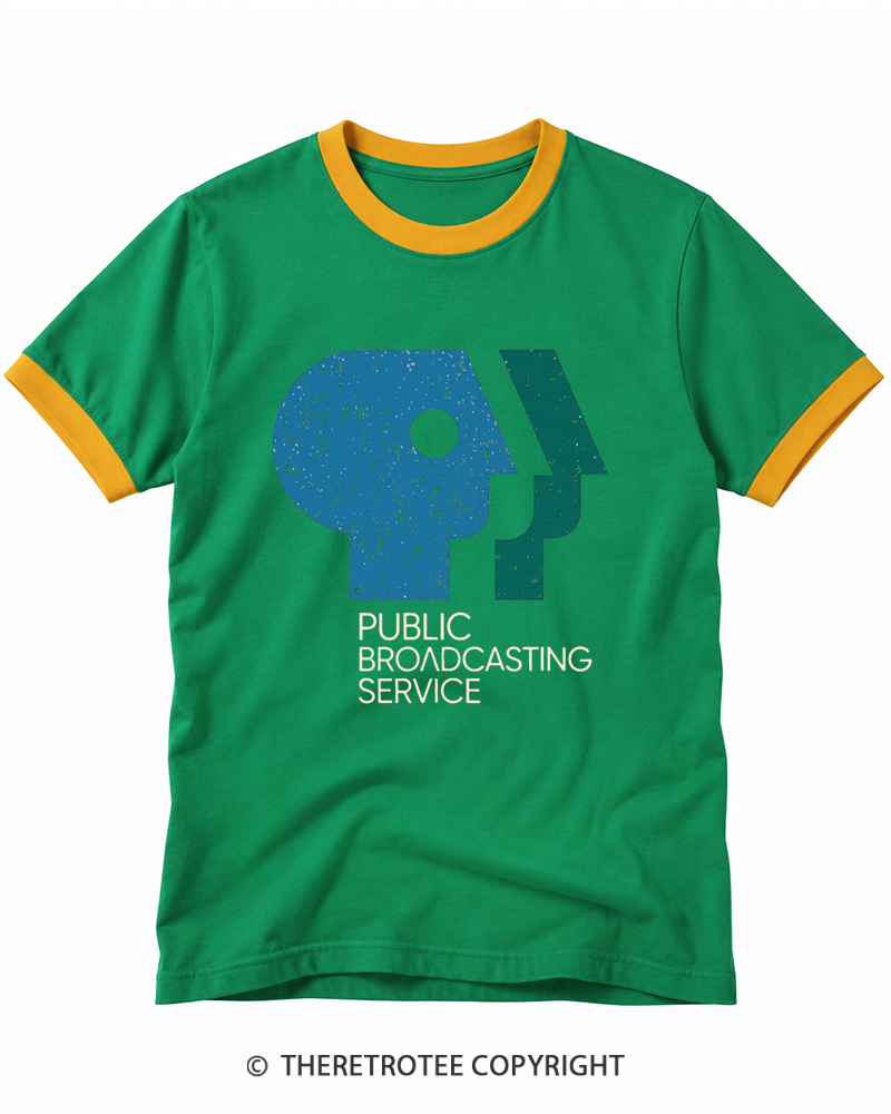 TheRetroTee 1980s Public Broadcasting Service Ringer T-shirt