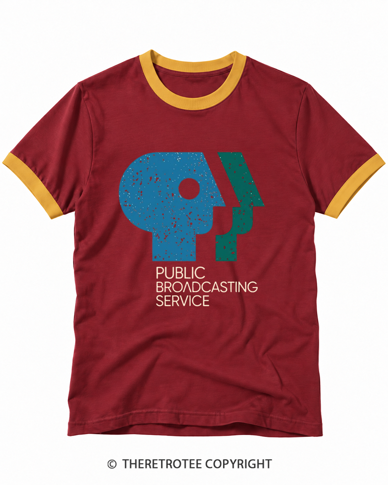 TheRetroTee 1980s Public Broadcasting Service Ringer T-shirt