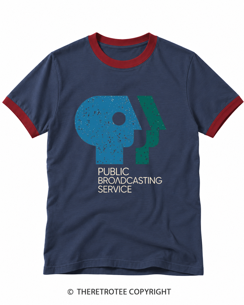 TheRetroTee 1980s Public Broadcasting Service Ringer T-shirt