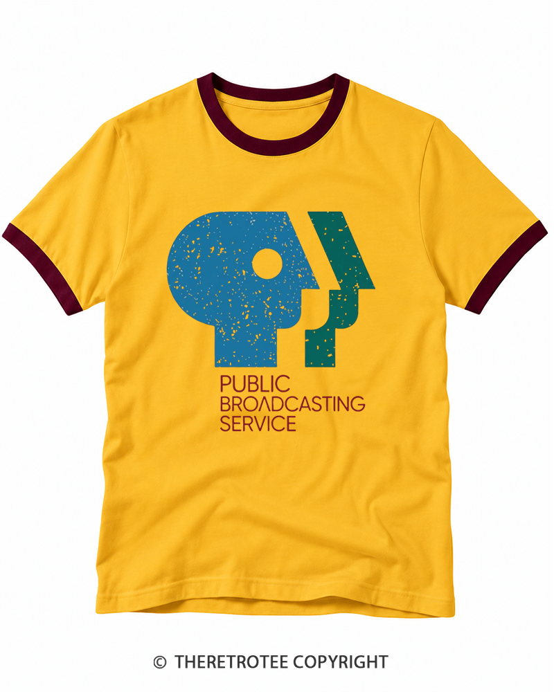 TheRetroTee 1980s Public Broadcasting Service Ringer T-shirt