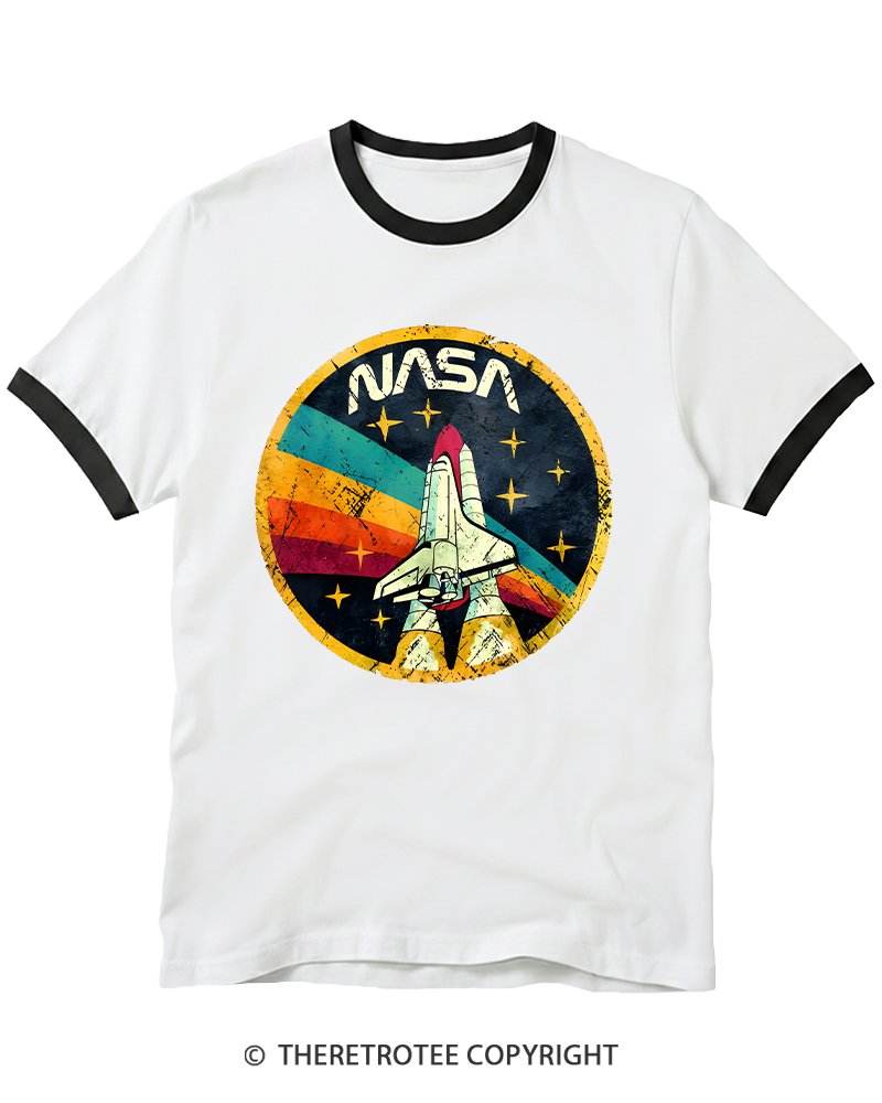 TheRetroTee Orbital Launch Program 1970s Ringer T-shirt