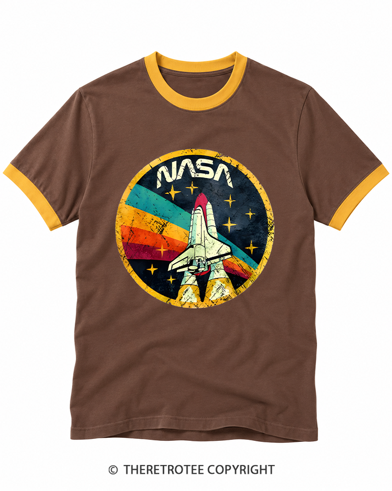 TheRetroTee Orbital Launch Program 1970s Ringer T-shirt