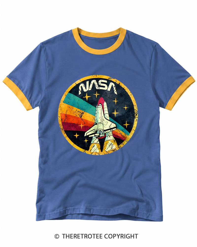 TheRetroTee Orbital Launch Program 1970s Ringer T-shirt