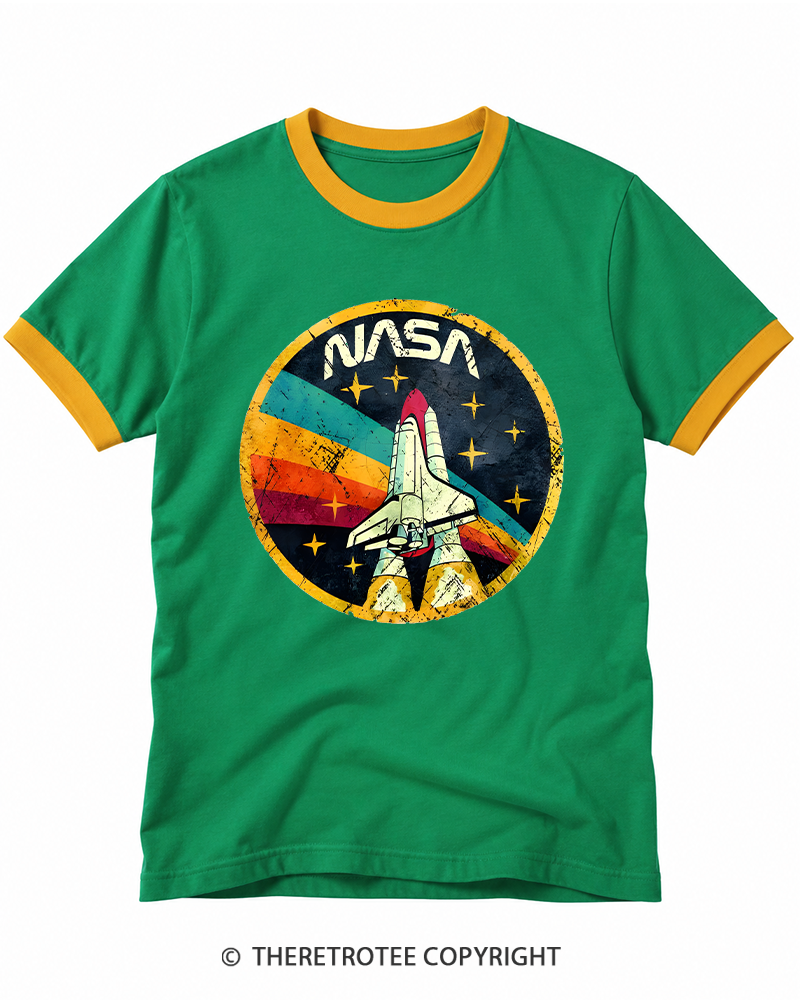 TheRetroTee Orbital Launch Program 1970s Ringer T-shirt