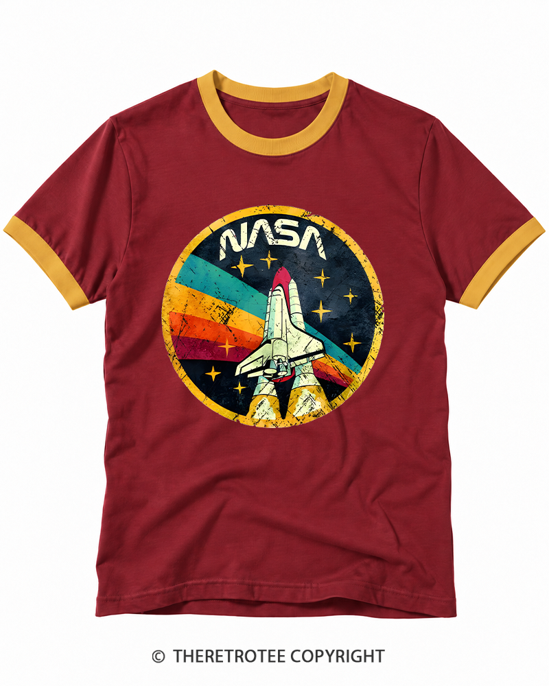 TheRetroTee Orbital Launch Program 1970s Ringer T-shirt