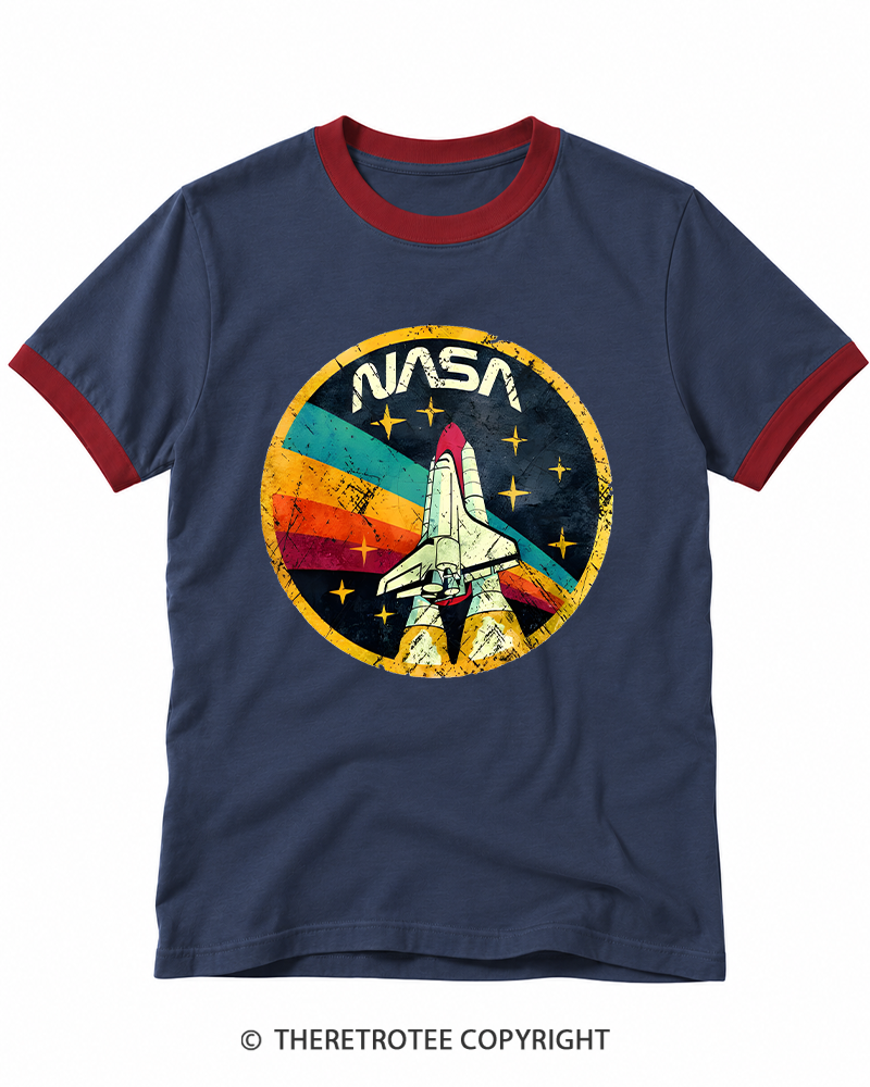TheRetroTee Orbital Launch Program 1970s Ringer T-shirt