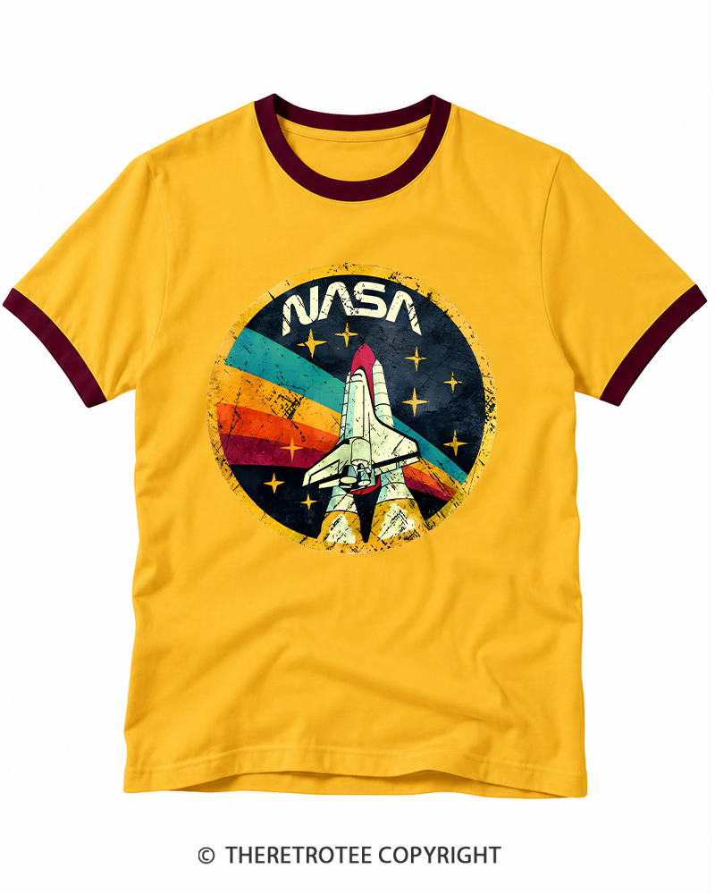 TheRetroTee Orbital Launch Program 1970s Ringer T-shirt
