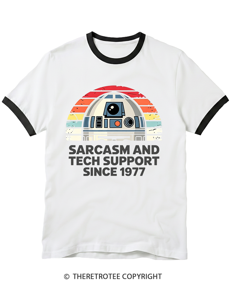 TheRetroTee Sarcasm And Tech Support Since 1977 Ringer T-shirt