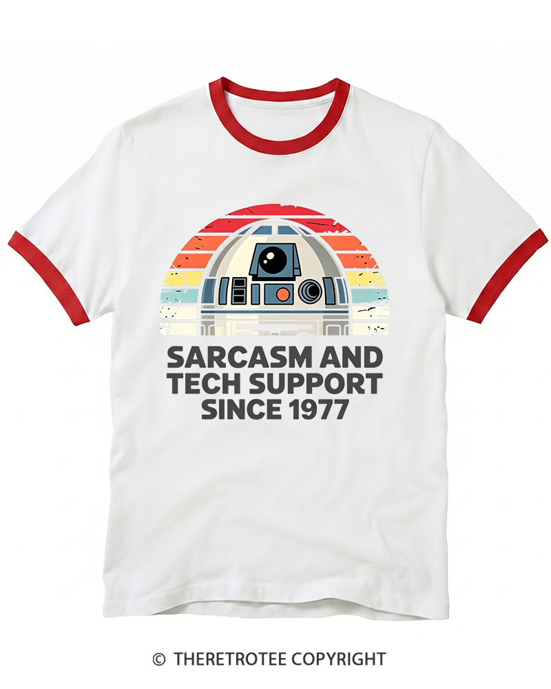 TheRetroTee Sarcasm And Tech Support Since 1977 Ringer T-shirt