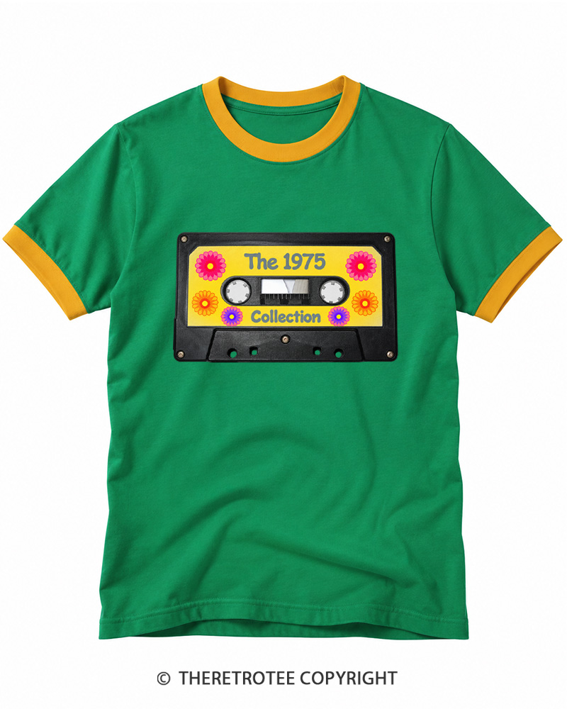 TheRetroTee 70s retro vintage Cassette Music Tapes Ringer T-shirt