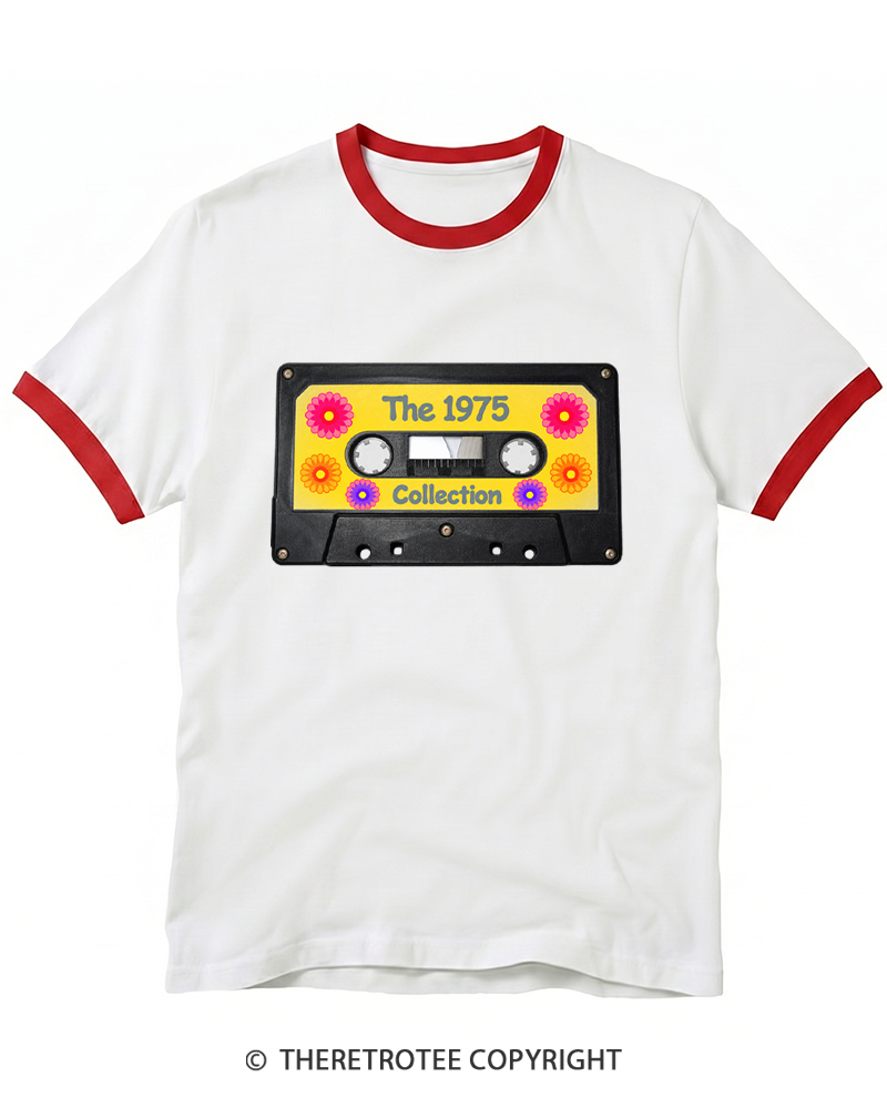 TheRetroTee 70s retro vintage Cassette Music Tapes Ringer T-shirt