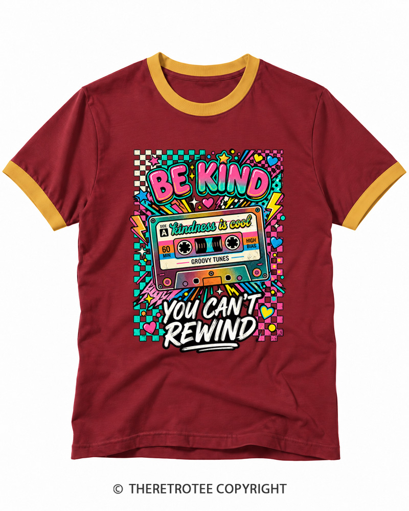TheRetroTee Be Kind You Cant Rewind Ringer T-shirt