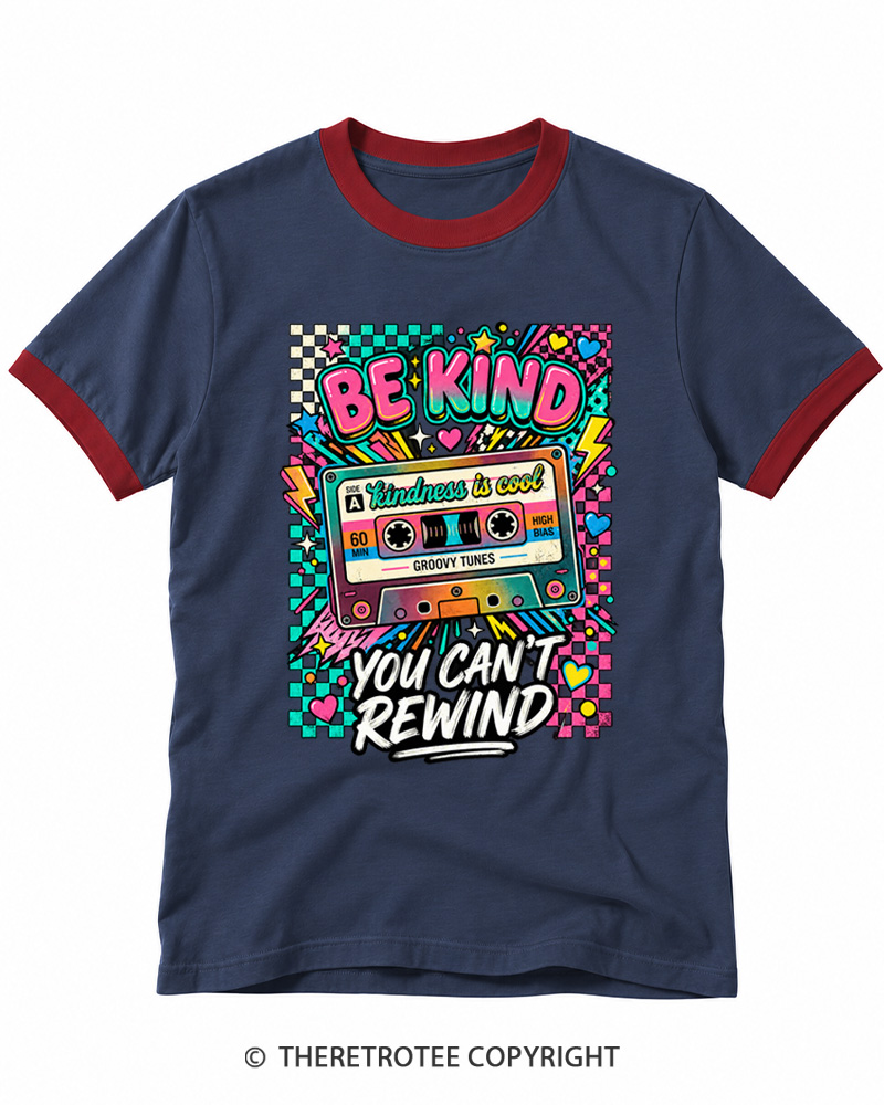 TheRetroTee Be Kind You Cant Rewind Ringer T-shirt