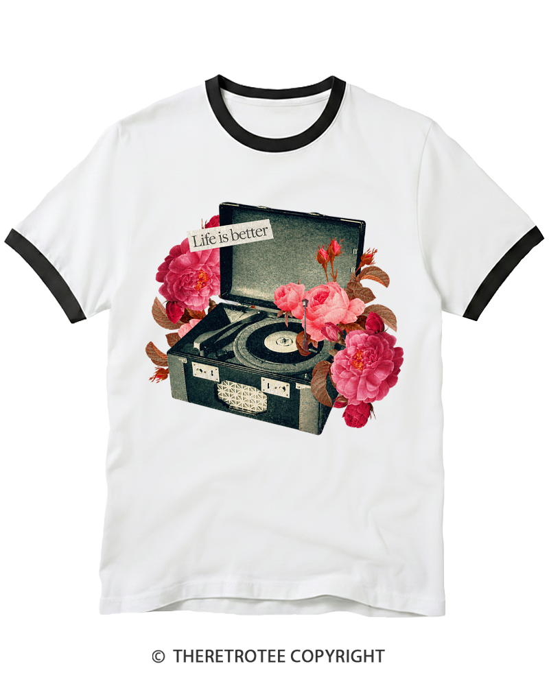 TheRetroTee Life Is Better Ringer T-shirt