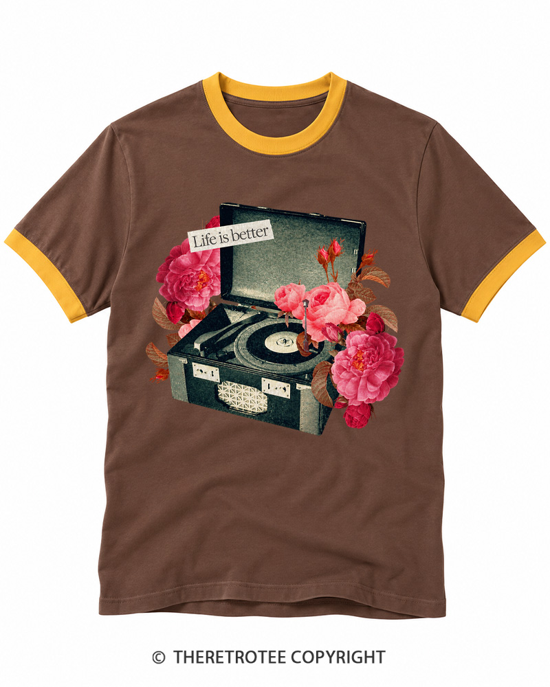 TheRetroTee Life Is Better Ringer T-shirt