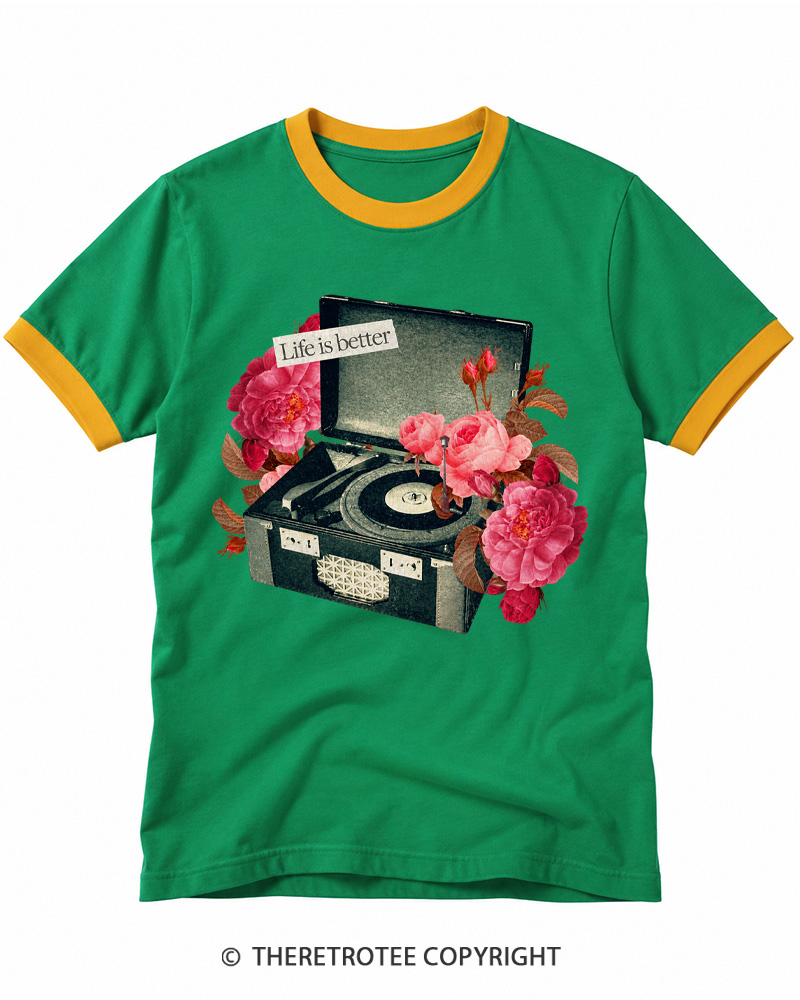 TheRetroTee Life Is Better Ringer T-shirt