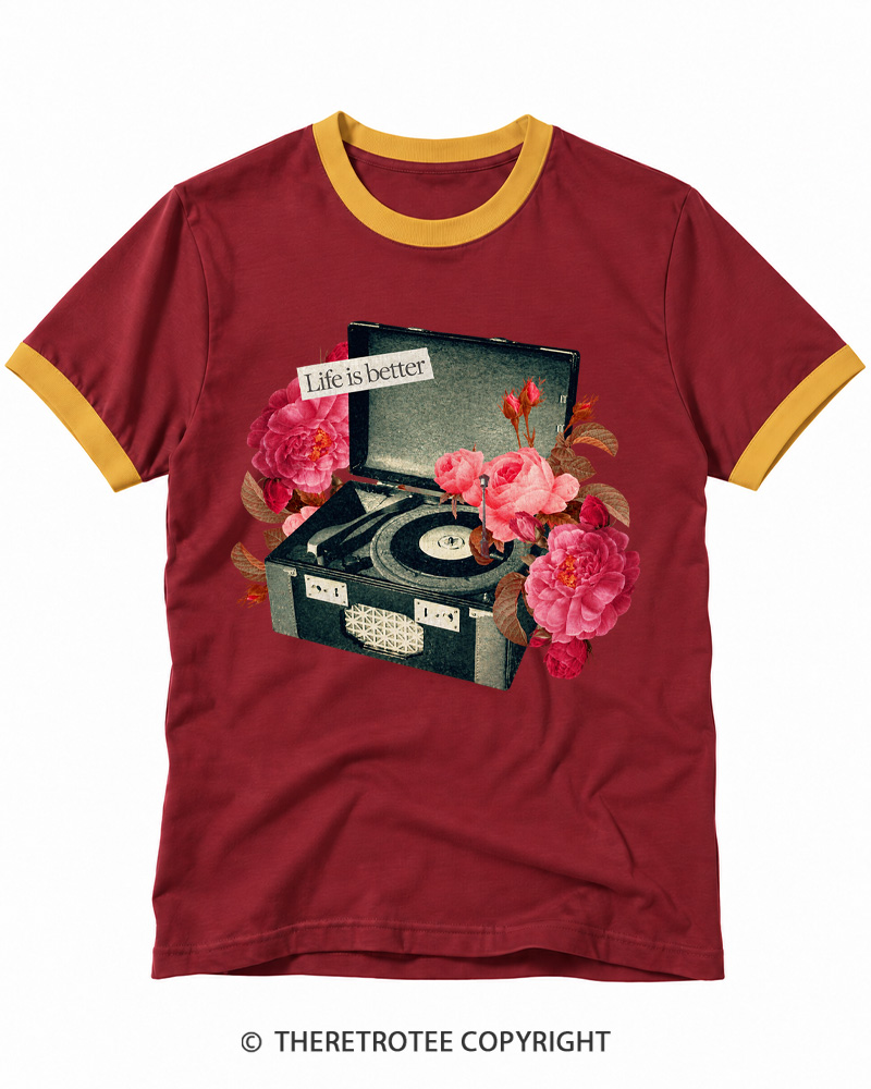 TheRetroTee Life Is Better Ringer T-shirt