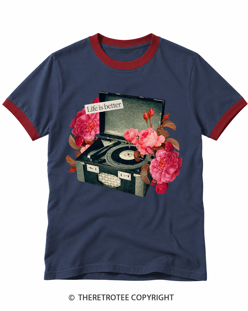 TheRetroTee Life Is Better Ringer T-shirt