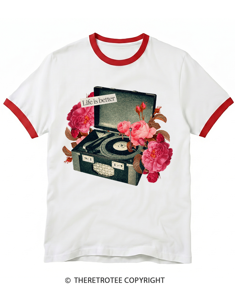 TheRetroTee Life Is Better Ringer T-shirt